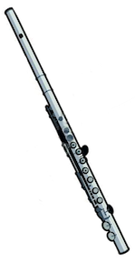 <div class='instrument-info'><h3>Flute</h3><p>The flute is the highest instrument in the orchestra. It plays the part of the bird.</p></div> Flute
