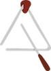 <div class='instrument-info'><h3>Triangle</h3><p>The triangle makes sound by vibrating its metal frame. To play it, you hit the triangle with another piece of metal.</p></div> Triangle