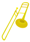 <div class='instrument-info'><h3>Trombone</h3><p>The trombone doesn't have any valves. It changes notes by pulling the big slide in and out.</p></div> Trombone