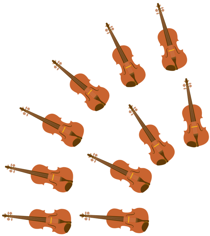 <div class='instrument-info'><h3>Violin</h3><p>The violin is the smallest and highest string instrument. The player puts with the violin under their chin to play. The violins usually play two different parts.</p></div> Violin